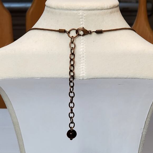 Beaded Cluster Dangle Necklace 16" Unsigned - Picture 4 of 5